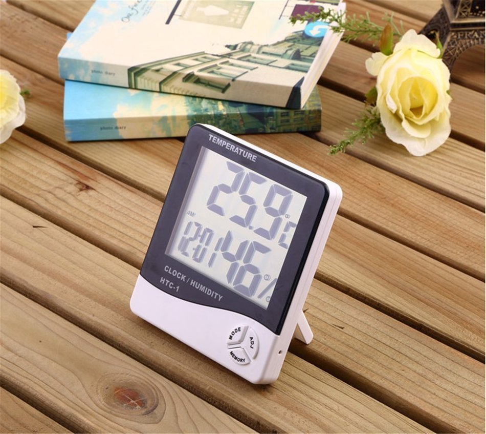 TRADERPLUS LCD Display Temperature and Humidity Hygrometer Meter with Alarm Clock Hygrometer N6