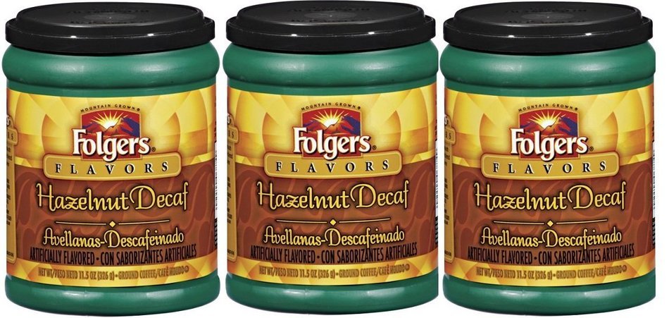 Fresh Taste of Folgers Coffee, Hazelnut Flavored Ground Coffee, Flavorful & Smooth, 11.5 Oz Canister - (2 pk)