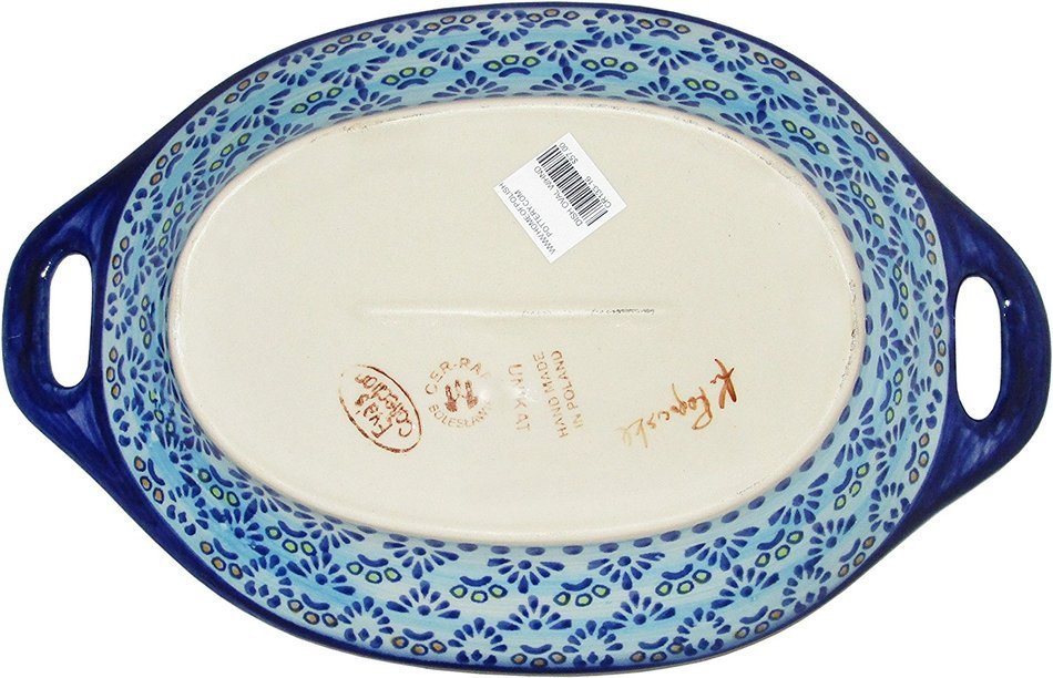 Boleslawiec Stoneware - Polish Pottery Serving or Baking Dish with Handles - Eva's Collection "Veronica" N2