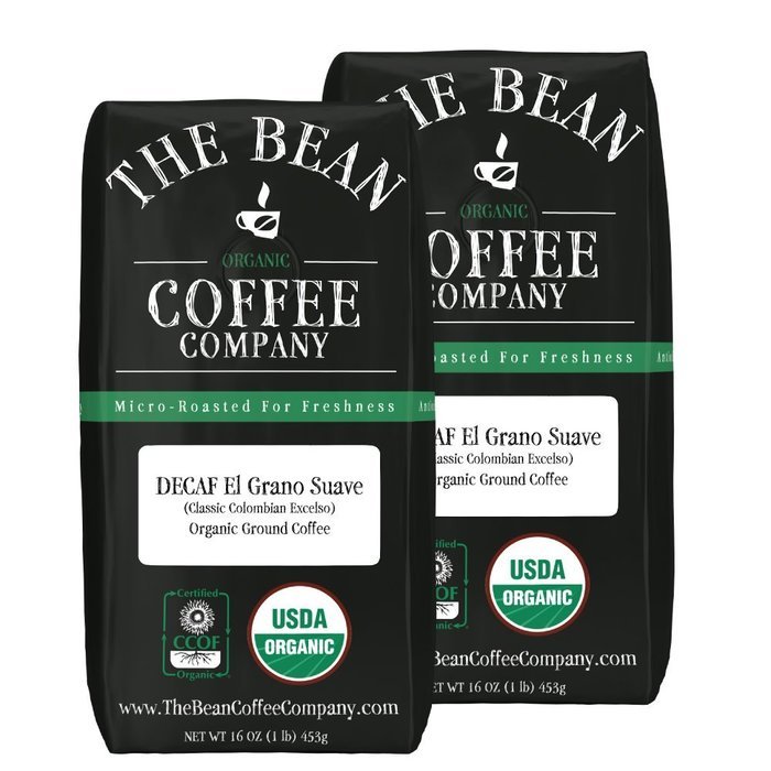 The Bean Coffee Company El Grano Suave (Classic Columbian Excelso Decaffeinated) Coffee, Organic Ground, 16-Ounce...