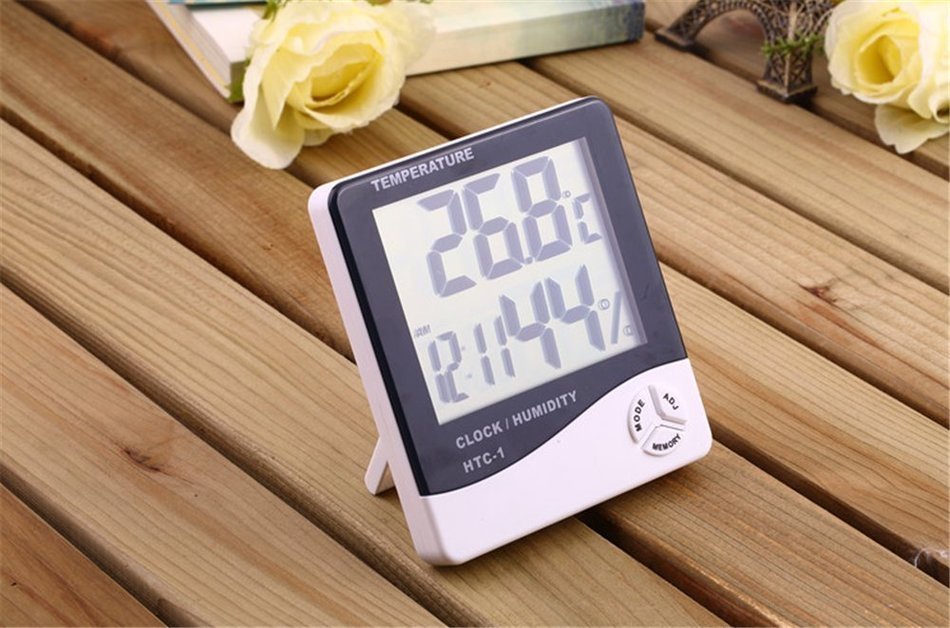 TRADERPLUS LCD Display Temperature and Humidity Hygrometer Meter with Alarm Clock Hygrometer N7