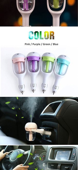 TP 12V Car Steam Air Humidifier Aroma Diffuser Mini Air Purifier Aromatherapy Essential Oil Diffuser Portable... N11
