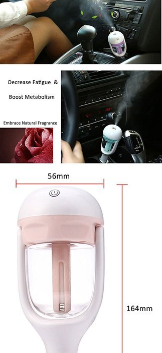 TP 12V Car Steam Air Humidifier Aroma Diffuser Mini Air Purifier Aromatherapy Essential Oil Diffuser Portable... N12