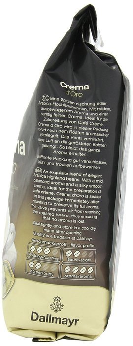 Dallmayr Gourmet Coffee, Crema D'Oro (Whole Bean), 17.6-Ounce Vacuum Packs (Pack of 2)