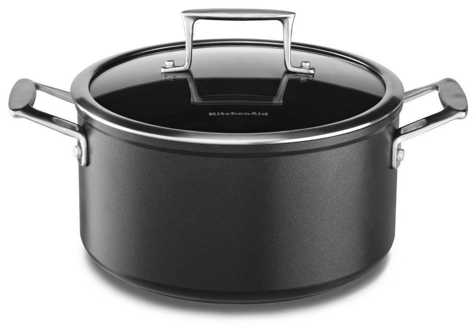 KitchenAid KCH260LCKM Professional Hard Anodized Nonstick 6.0-Quart Low Casserole with Lid Cookware - Black