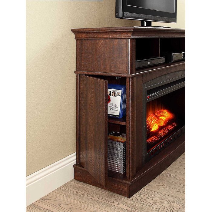 Sumner Corner Media Electric Fireplace for TVs up to 45", Brown . Contemporary Design Blends Easily With Many... N2