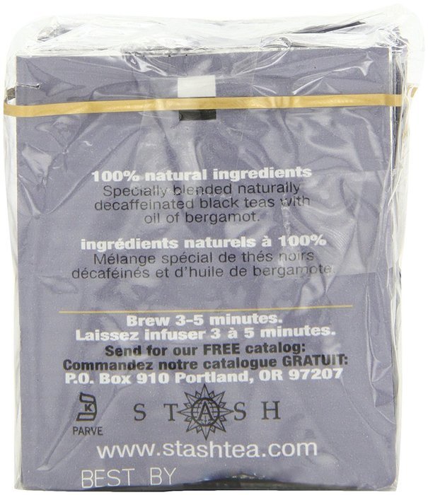 Stash Tea Decaf Earl Grey Black Tea, 10 Count Tea Bags in Foil (Pack of 12)