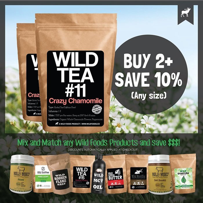 Organic Peppermint Chamomile Tea, Wild Tea #11 Premium Whole Chamomile Flowers with Zesty Peppermint by Wild Foods... N5