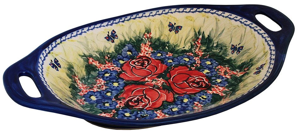 Boleslawiec Stoneware - Polish Pottery Serving or Baking Dish with Handles - Eva's Collection N4