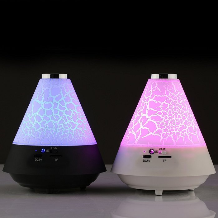 Wireless Bluetooth Speakers FM Radio Bedside Lamp TF Card 7 Color LED Display Music Player (White) N8