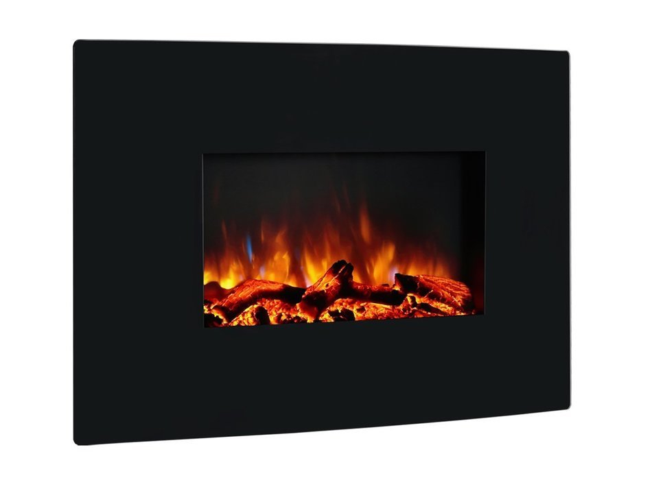 PuraFlame 36" Vivian Wall Mounted Curved Panel Electric Fireplace with Remote Control, 1500W, Black