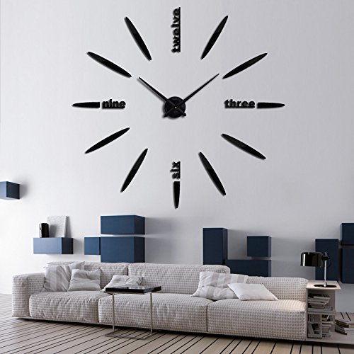 EverTrust(TM) real new limited Quartz watch big diy 3d mirror sticker Metal wall clock modern art clocks home...