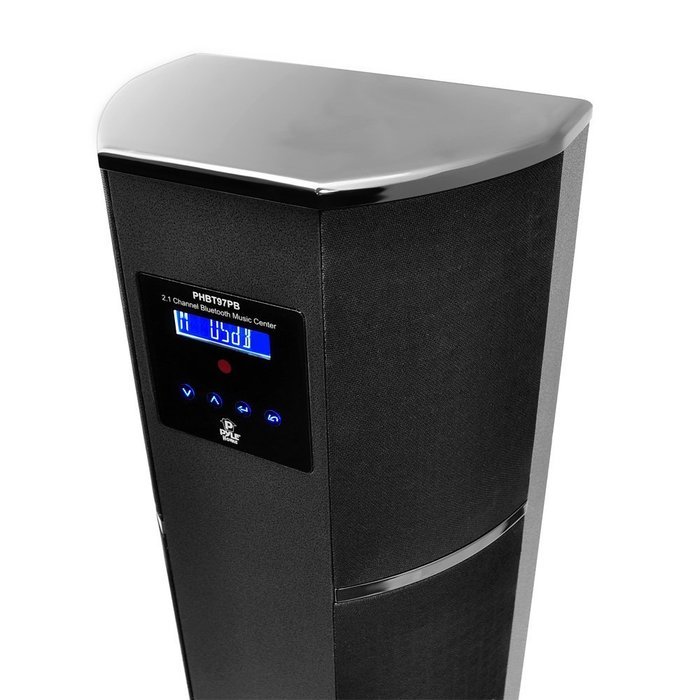 Pyle PHBT97PB 600-Watt 2.1-Channel Bluetooth Digital Home Theater Sound Tower with FM Radio and Remote N5
