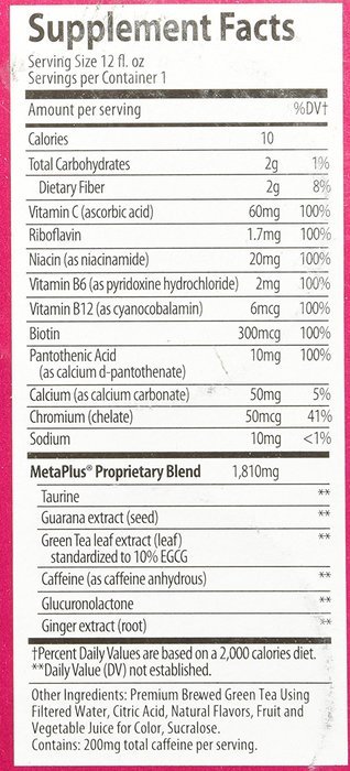 Celsius Drink Raspberry Acai Green Tea, 12 Fluid Ounce (Case of 4)