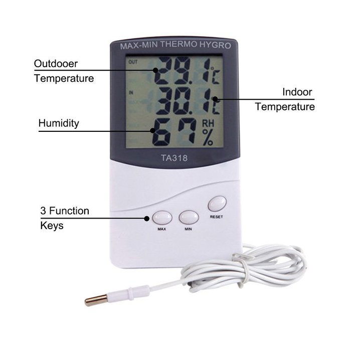 Momoday Indoor Thermometer Hygrometer Weather Station - Temperature Humidity Meter Digital LCD Display (White) N6