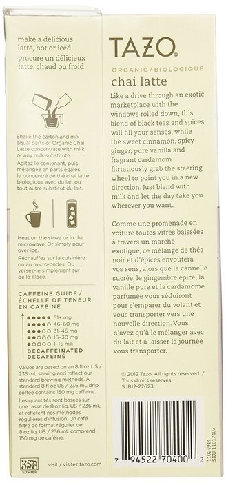 Tazo Organic Chai Tea Latte, 32 oz N3