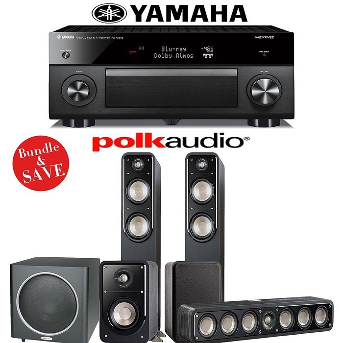 Yamaha RX-A2060BL AVENTAGE 9.2-Channel Network A/V Receiver + Polk Audio S55 + Polk Audio S35 + Polk Audio S15... N3