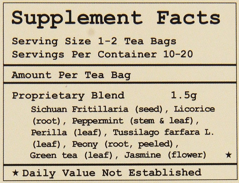 Health King Medicinal Teas Lung Pacifier Herb Tea Bags, 20 Count N5