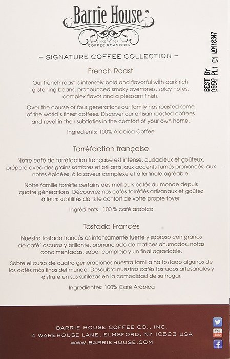 Barrie House French Roast Single Cup Capsule, 96 Count