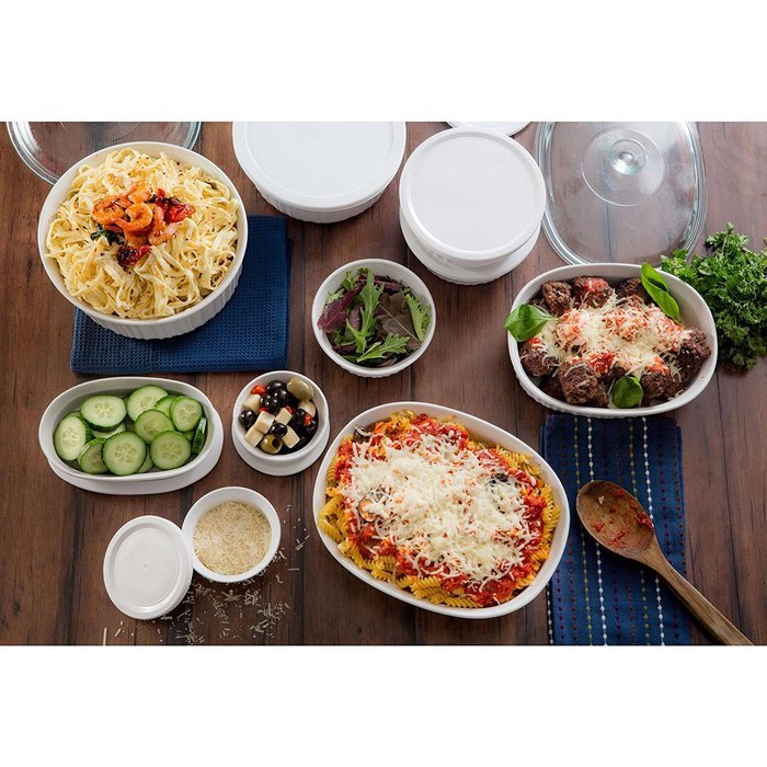 Corningware French 20-Piece Oven-To-Table Bakeware Set, Dishwasher, Refrigerator, Freezer and Microwave Safe,... N3