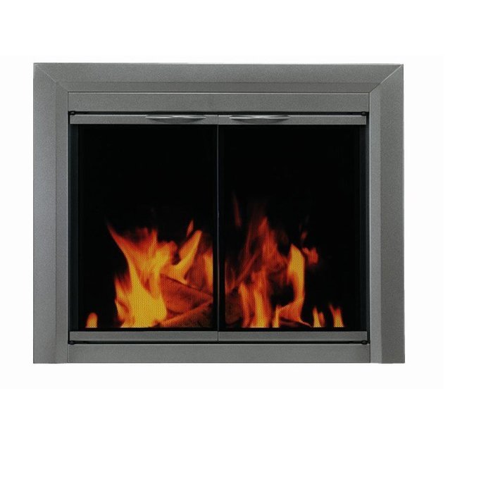 Pleasant Hearth CR-3400 Craton Fireplace Glass Door, Gunmetal, Small