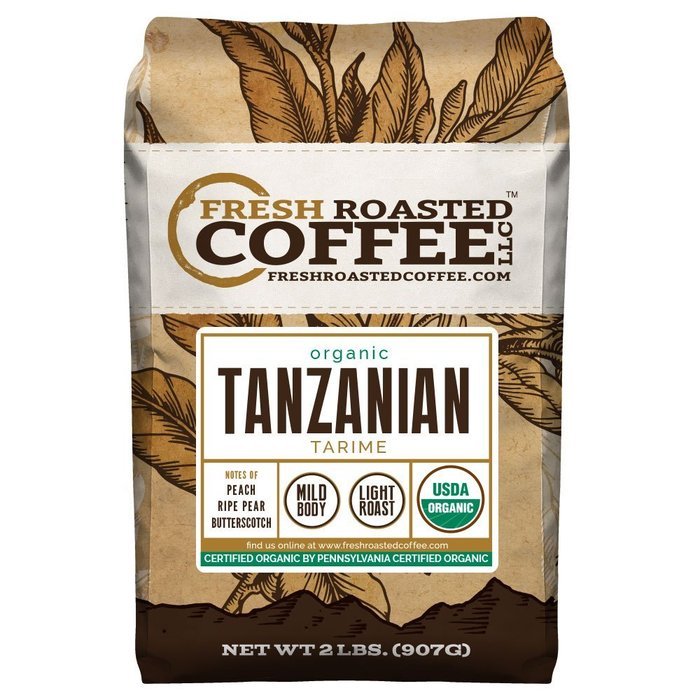 Tanzanian Tarime Organic Coffee, Whole Bean, Fresh Roasted Coffee LLC (5 lb.)