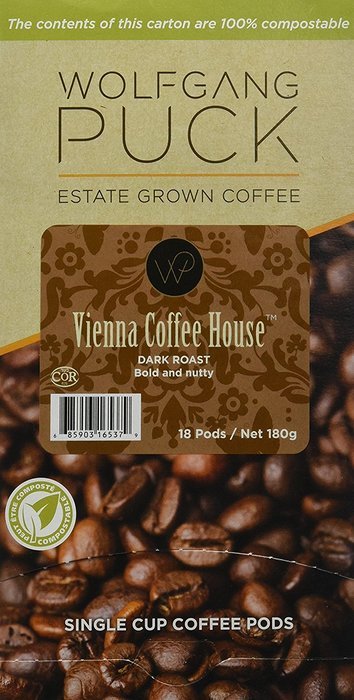 Wolfgang Puck Coffee, Vienna Coffee House Dark Roast, 9.5 Gram Pods-18-Count (Pack of 3)
