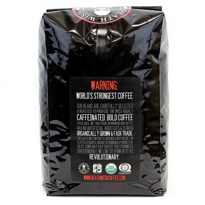 Death Wish Organic USDA Certified Whole Bean Coffee, 16 Ounce Bag N8