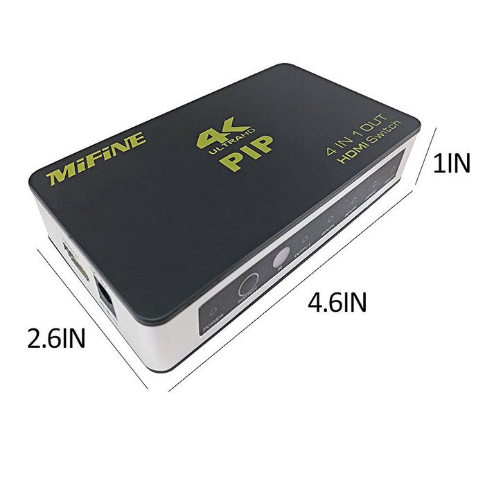 Hdmi Switch Box,Mifine 4Kx2K PIP 4 in 1 out High Speed 4 Port Switcher V1.4 with IR Wireless Remote Control,Support... N5