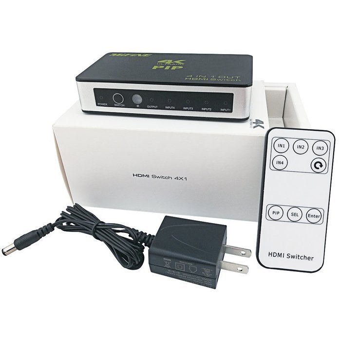 Hdmi Switch Box,Mifine 4Kx2K PIP 4 in 1 out High Speed 4 Port Switcher V1.4 with IR Wireless Remote Control,Support... N7