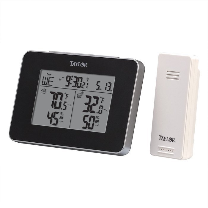 Taylor 1731 Wireless Digital Indoor/Outdoor Weather Station, Black N3