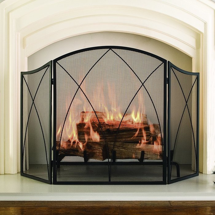 Pleasant Hearth Arched 3-Panel Victorian Gothic Fireplace Screen N2