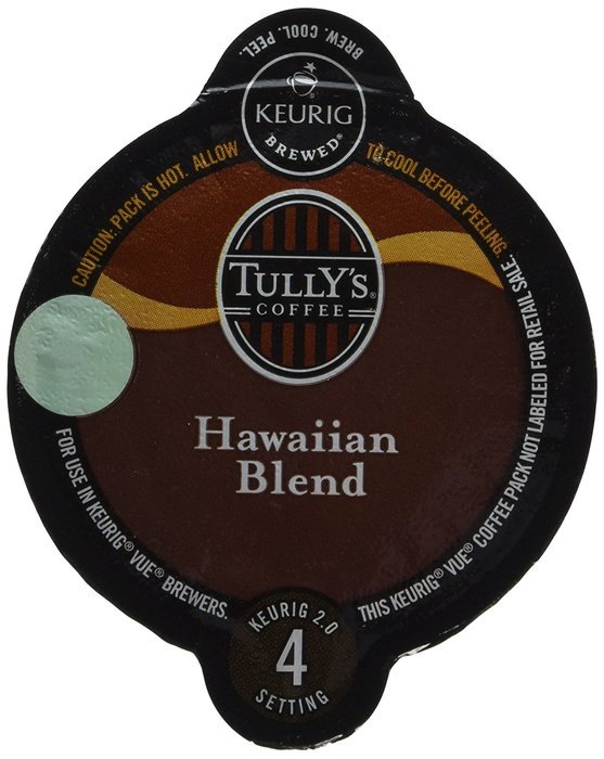 32 Count -Tully's Hawaiian Coffee Vue Cup For Keurig Vue Brewers