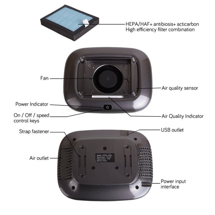 Milool Car and Home Air Purifier,Ionizer&Ozone Generator.Eliminates Odors,Smoke,Dust and Bacteria.Purifier,Ionizer... N12
