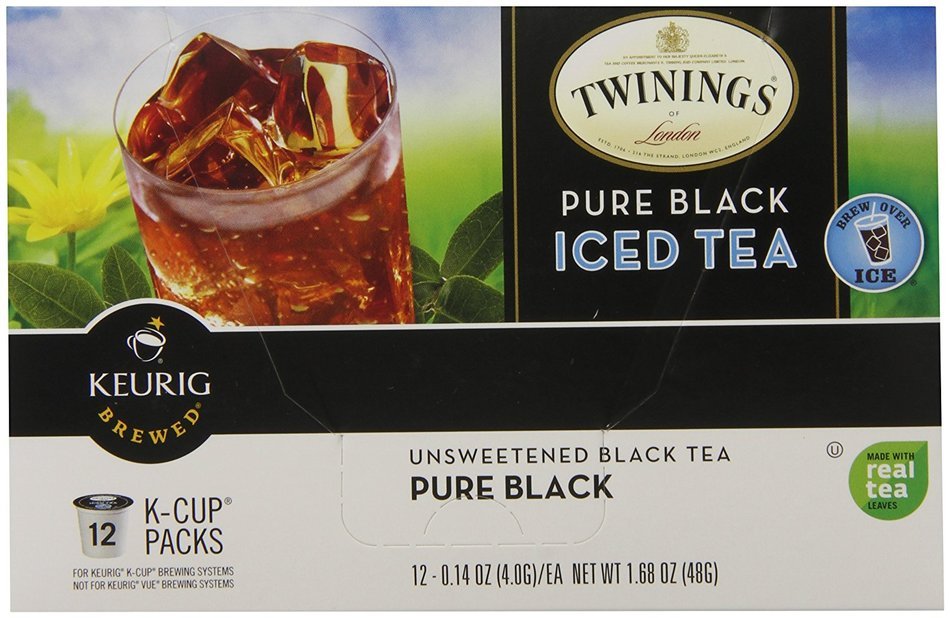 Twinings of London K-Cup Portion Pack for Keurig K-Cup Brewers Iced Tea, Pure Black, 12 Count (Pack of 6)
