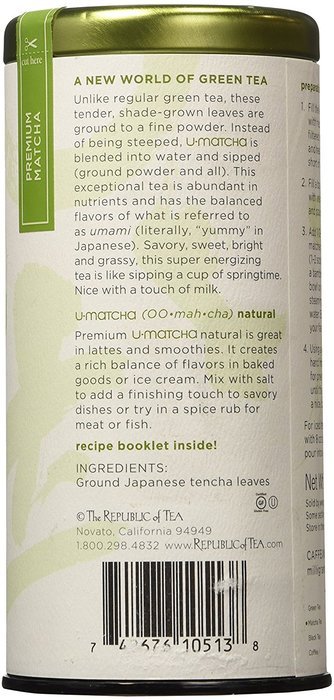 The Republic Of Tea Matcha Tea Powder, 1.5 Ounce Tea Powder Tin, Gourmet Matcha Green Tea Powder N10