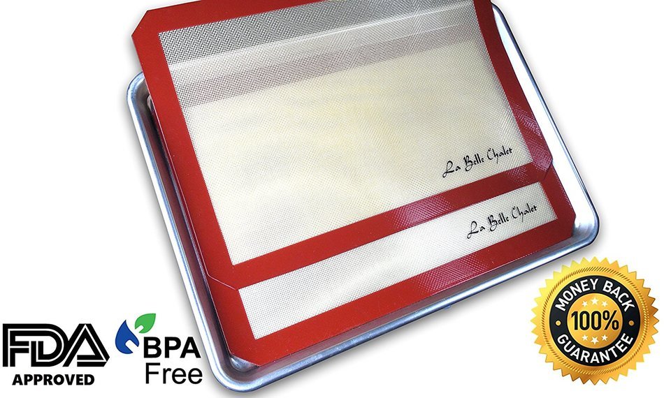 La Belle Chalet - Premium Professional Grade, Silicon Baking Mat (2-pack) Non-stick, Tan, Burgundy N6