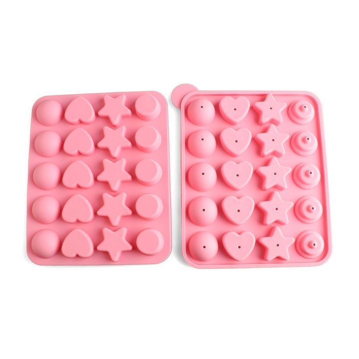 AUCH 1Set Silicone 3D Assorted Shape DIY Lollipop Cake Mold Cube Cup Tray Moulds, Random Color N4