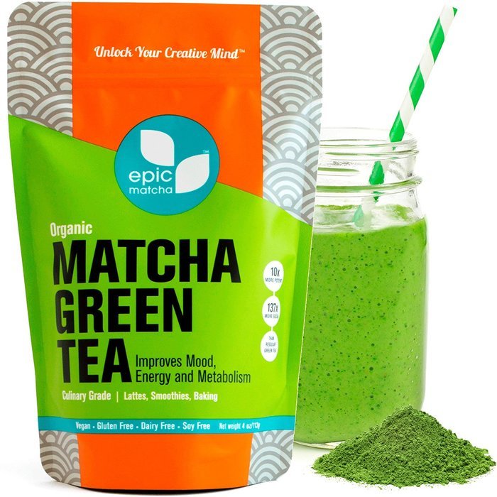 Epic Matcha Green Tea Powder - USDA Organic - Best Culinary Grade - Free 37+ Smoothie & Baking Recipes and... N18