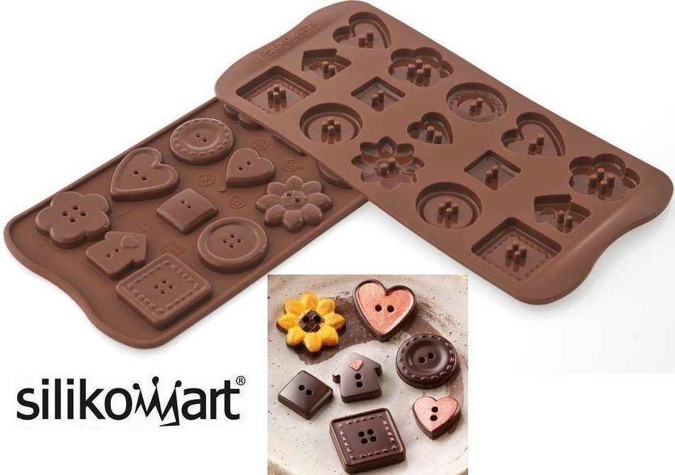 Silikomart Platinum Easychoc Chocolate Buttons Mold, Brown