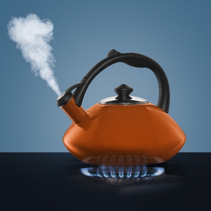 Osaka, Enamel Coated Whistling Tea Kettle - 3 Quart Capacity Teakettle "Kobe Port Tower" (Blue) N13