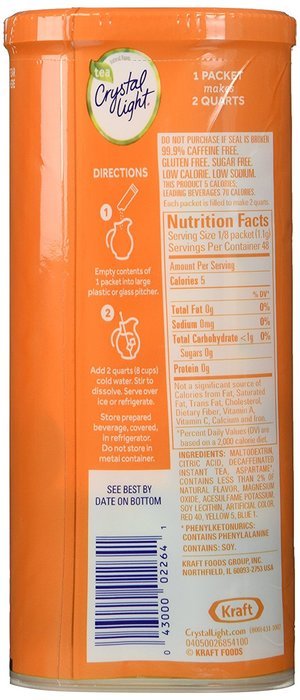 Crystal Light Decaf Iced Tea Drink Mix, Natural Lemon Flavor (12-Quart), 1.5-Ounce Packages (Pack of 4) N2