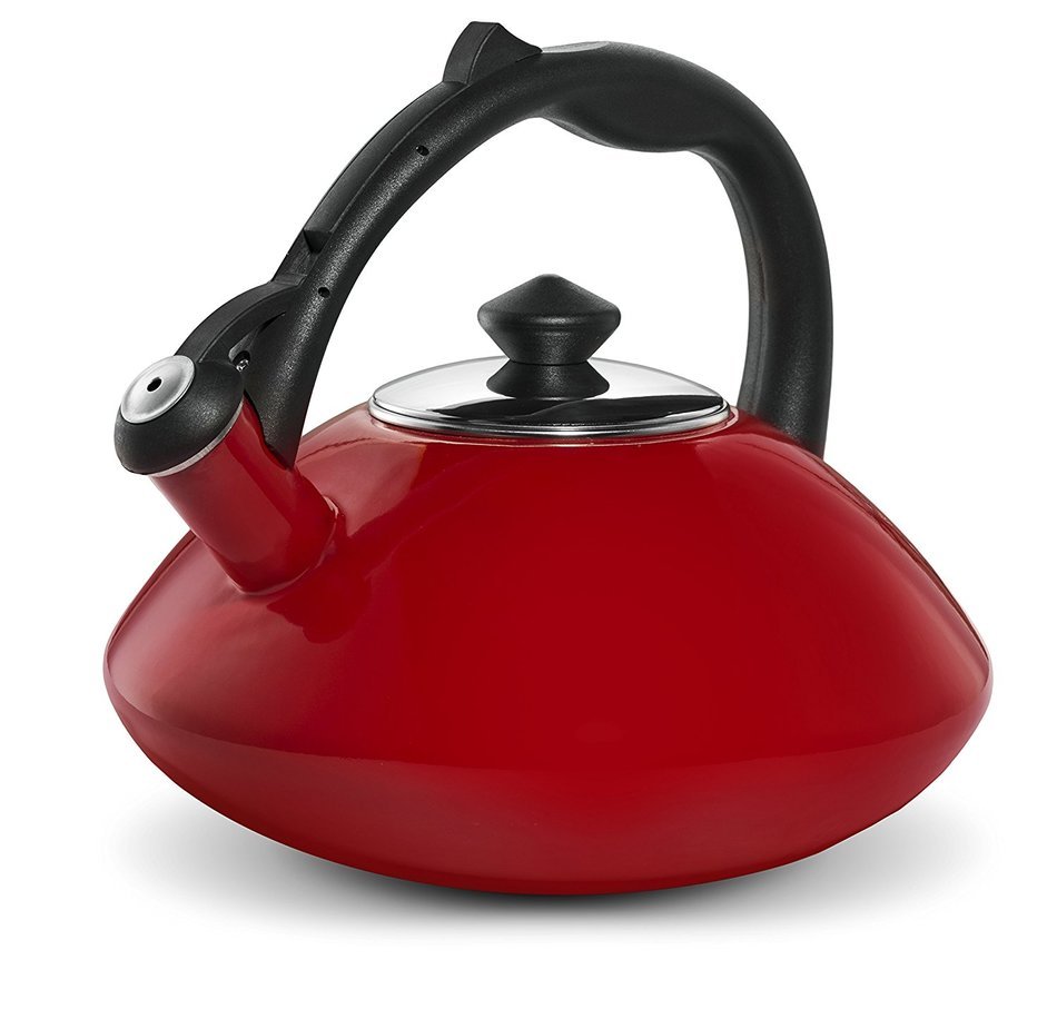 Osaka, Enamel Coated Whistling Tea Kettle - 3 Quart Capacity Teakettle "Kobe Port Tower" (Blue) N14