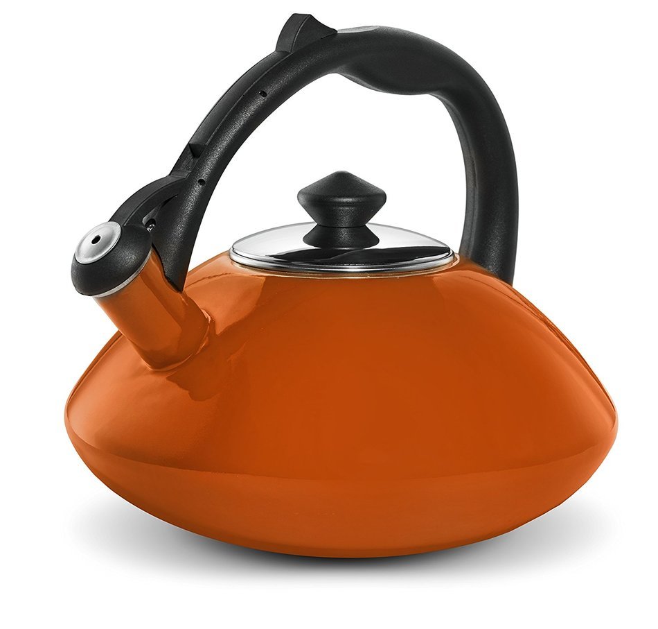 Osaka, Enamel Coated Whistling Tea Kettle - 3 Quart Capacity Teakettle "Kobe Port Tower" (Blue) N16