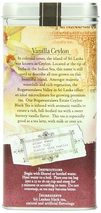 The Coffee Bean & Tea Leaf, Tea, Hand-Picked Vanilla Ceylon, 20 Count Tin N3