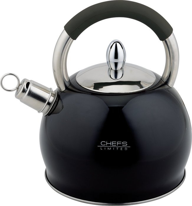 Chefs Limited Stainless Steel Whistling Tea Kettle, 2.75 Quart &ndash; Black N3