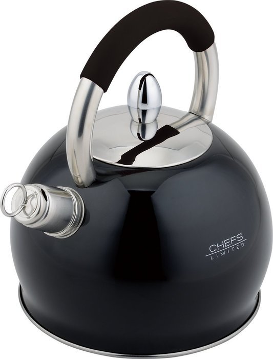 Chefs Limited Stainless Steel Whistling Tea Kettle, 2.75 Quart &ndash; Black N6