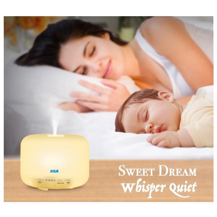 500 ml Essential Oil Diffuser for Aromatherapy - Cool Mist Air Humidifier with 7 Color LED Lights Changing and...