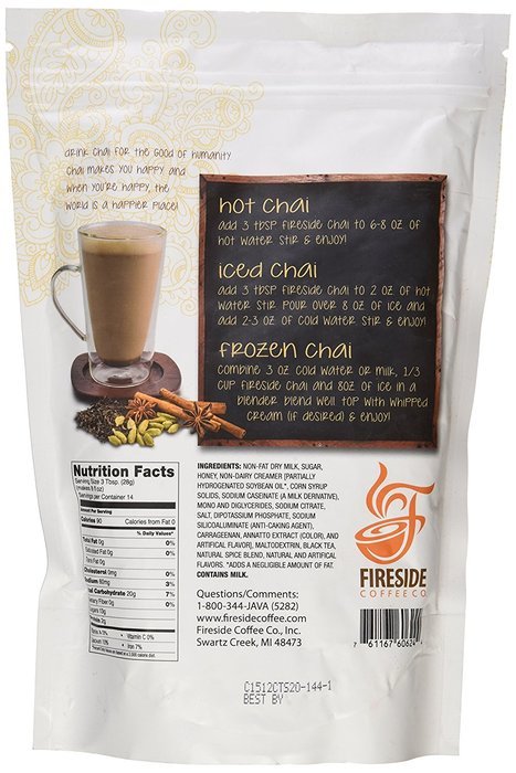 Fireside Fat Free Instant Spiced Chai Tea Latte 14 Oz N2