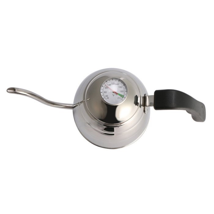 POUR OVER Coffee Kettle 0.9L with THERMOMETER Built-in For Perfect Hand Drip Coffee, Polished Chrome N6